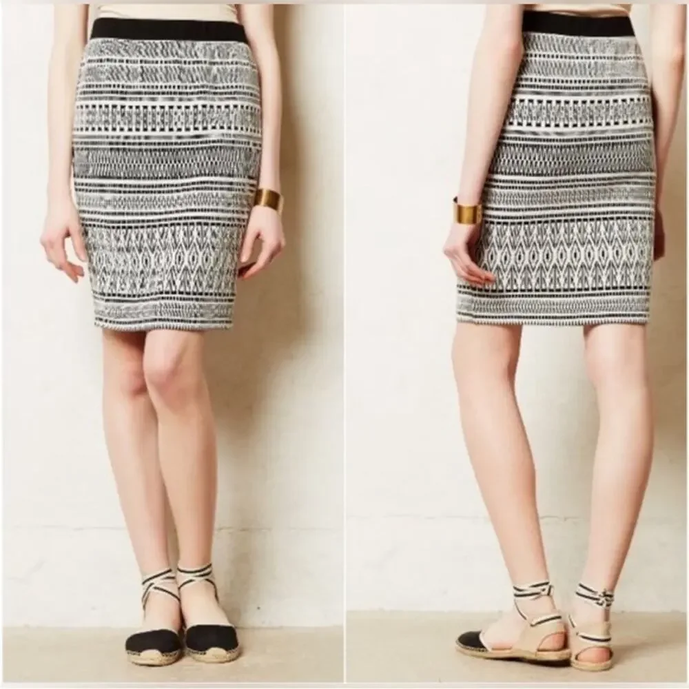 Sanctuary Marauta black white textured geometric pencil skirt NEW SMALL